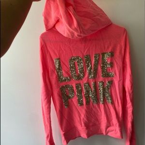 pink zip up jacket size small